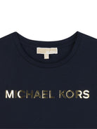 T-shirt per bambina Michael Kors Kids blu con logo dorato R30492 849 MICHAEL KORS KIDS 