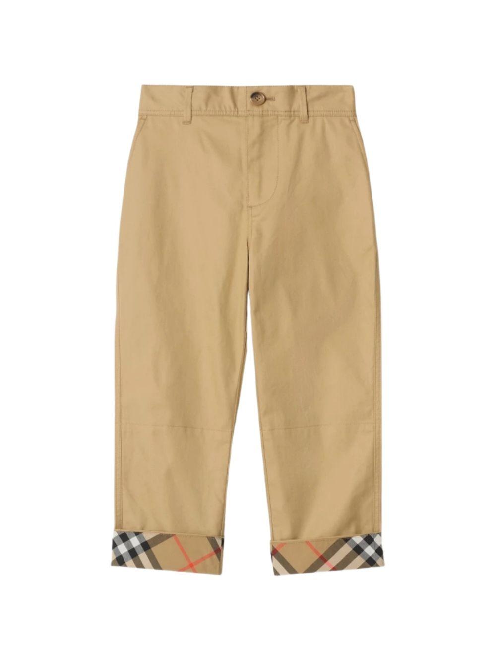 Pantaloni per bambino Burberry Kids beige con risvolto con motivo Check 8131850 B9719 BURBERRY KIDS 