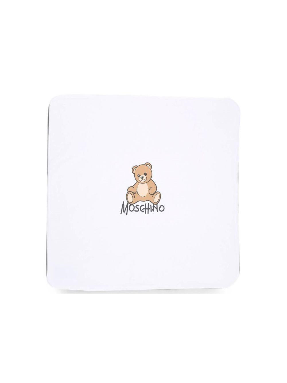 Coperta per neonati Moschino Kids bianca con dettaglio Teddy Bear MTB00FLCA40 10101 MOSCHINO KIDS 
