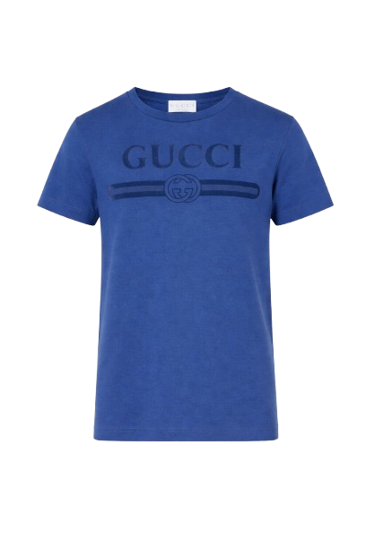 T-shirt per bambino Gucci Kids blu con logo sul davanti 547559XJHO5 4118 GUCCI KIDS 