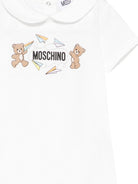Tutina per neonati Moschino Kids bianca con stampa Teddy Bear MUT04OLAA01 10063 MOSCHINO KIDS 