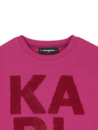 Felpa per bambina Karl Lagerfeld Kids fucsia con logo in paillettes Z30613 469 KARL LAGERFELD KIDS 