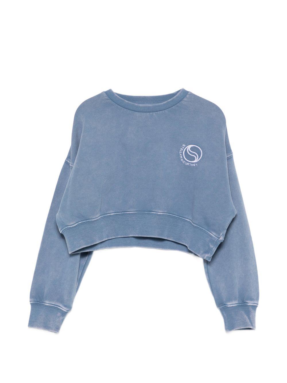 Felpa per bambina Stella McCartney Kids blu girocollo con logo TY4B90 Z0499 668 STELLA McCARTNEY KIDS 