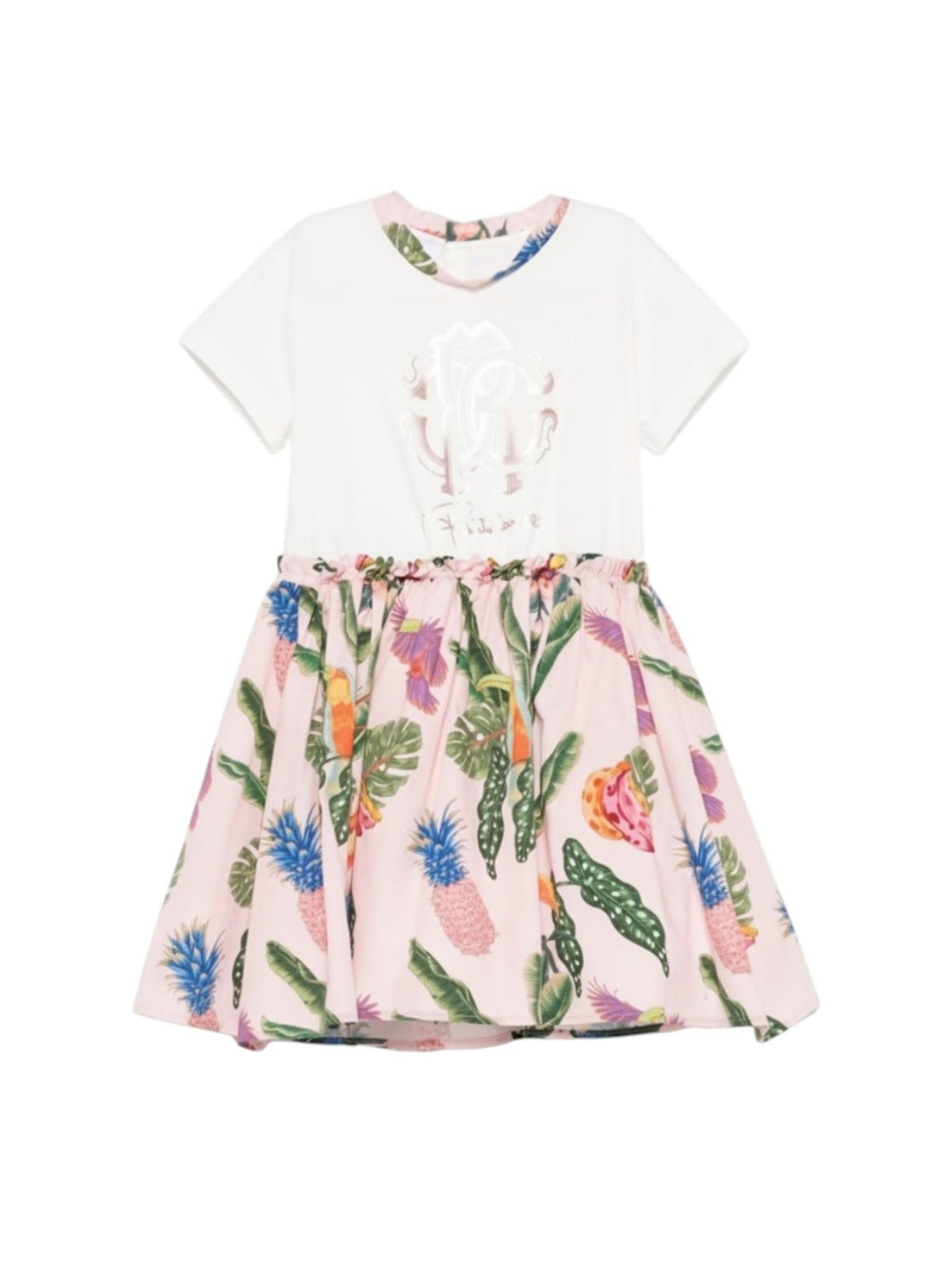 Abito per bambina Roberto Cavalli Kids bianco con gonna con stampa CGP26032VE WHITE ROBERTO CAVALLI KIDS 