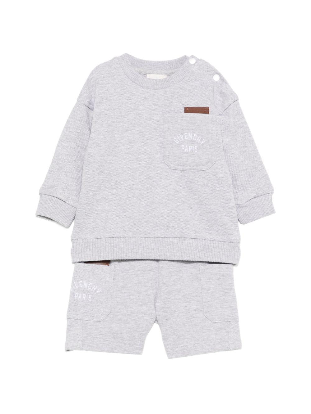 Set felpa e shorts per neonato Givenchy Kids grigio con tasca sul davanti H31187 A01 GIVENCHY KIDS 