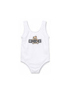Costume da bagno per neonata Moschino Kids bianco con stampa grafica sul davanti M2L00ALKA11 10101 MOSCHINO KIDS 
