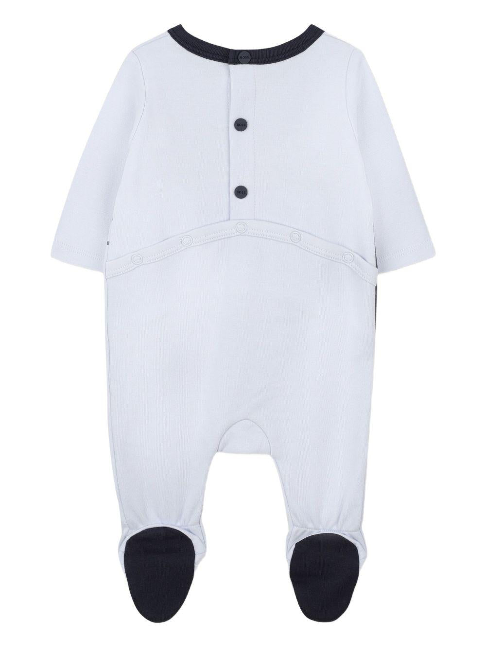 Tutina per neonato Boss Kids azzurra con scritta grafica a contrasto J52521 771 BOSS KIDS 