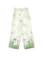 Pantaloni per bambina Monnalisa verde con stampa a fiori 71G403 7668 0020 MONNALISA KIDS 