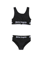 Bikini per bambina Palm Angels Kids nero con stampa logo PGFE002S26JER001 110 PALM ANGELS KIDS 
