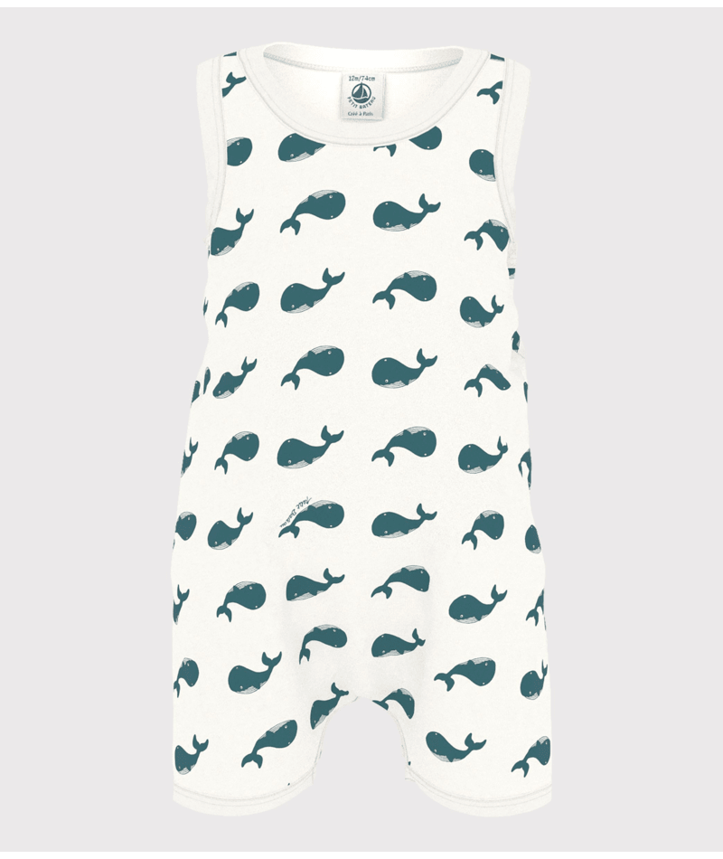 Tutina per neonati Petit Bateau bianco con stampa grafica all-over A0CZB 03 PETIT BATEAU 