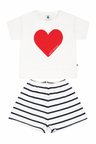 Pigiama per bambina Petit Bateau bianco con stampa cuore A0CKD 01 PETIT BATEAU KIDS 