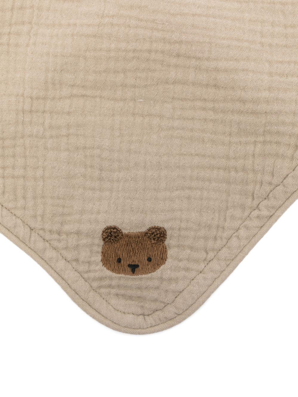 Bavaglino Bintje per neonati Donsje beige con ricamo orsetto 7100703 00017 DONSJE 