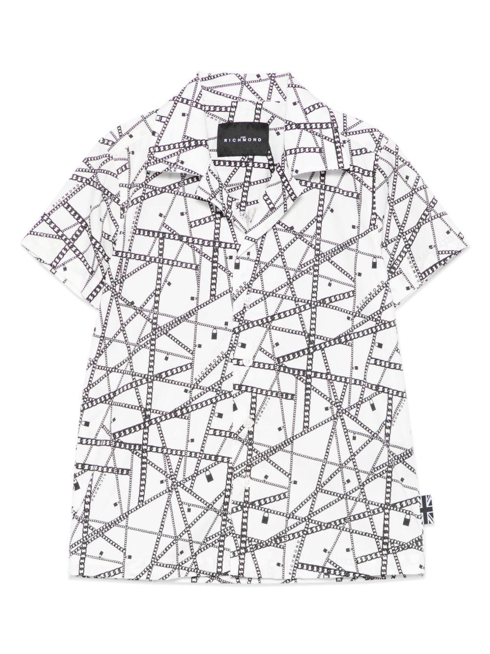 Camicia per bambino John Richmond Junior bianco con stampa RBP25093CA CHAINS WHT JOHN RICHMOND JUNIOR 