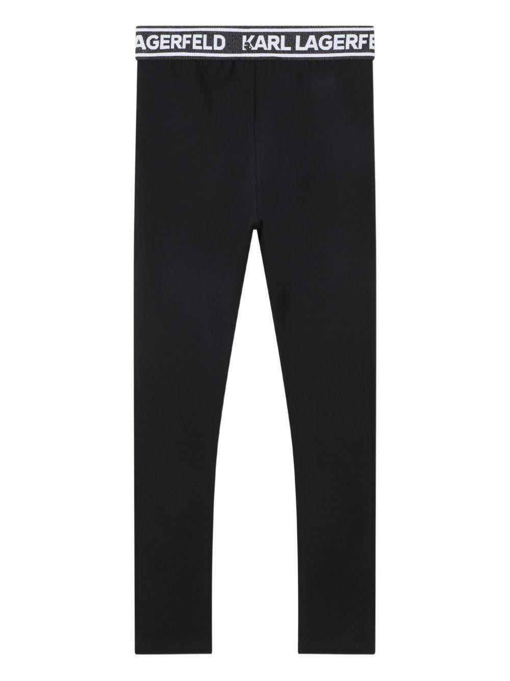 Leggings per bambina Karl Lagerfeld Kids nero con rifinitura con logo Z31128 09B KARL LAGERFELD KIDS 
