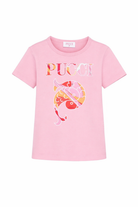 T-shirt per bambina Emilio Pucci Junior rosa con stampa grafica PY8A01 Z3672 552AR EMILIO PUCCI KIDS 