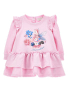 Abito per neonata Monnalisa rosa con stampa grafica sul davanti 39G900 7007 0090 MONNALISA KIDS 