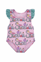 Costume per neonata Stella McCartney Kids rosa con stampa logo all-over TYC039 Z3587 51RMC STELLA McCARTNEY KIDS 