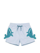Costume per neonato Stella McCartney Kids azzurro con stampa grafica balene TYC559 Z0433 685 STELLA McCARTNEY KIDS 