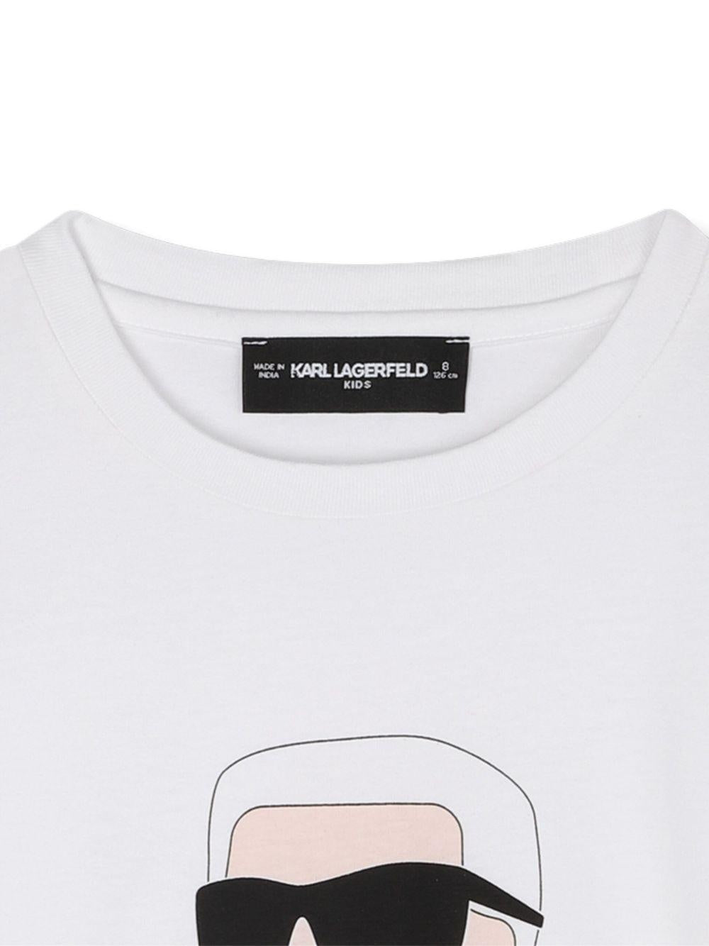 T-shirt per bambino Karl Lagerfeld Kids Ikonik Karl bianco a maniche lunghe Z30953 10P KARL LAGERFELD KIDS 
