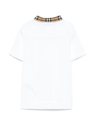 Polo per bambino Burberry Kids bianca con spacchetti laterali 8105571 A1464 BURBERRY KIDS 