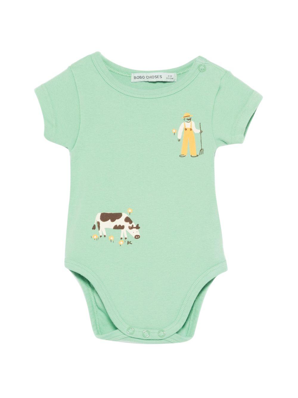 Tutina per neonato Bobo Choches verde con stampa Farm Adventure B126AB004 311 BOBO CHOSES KIDS 