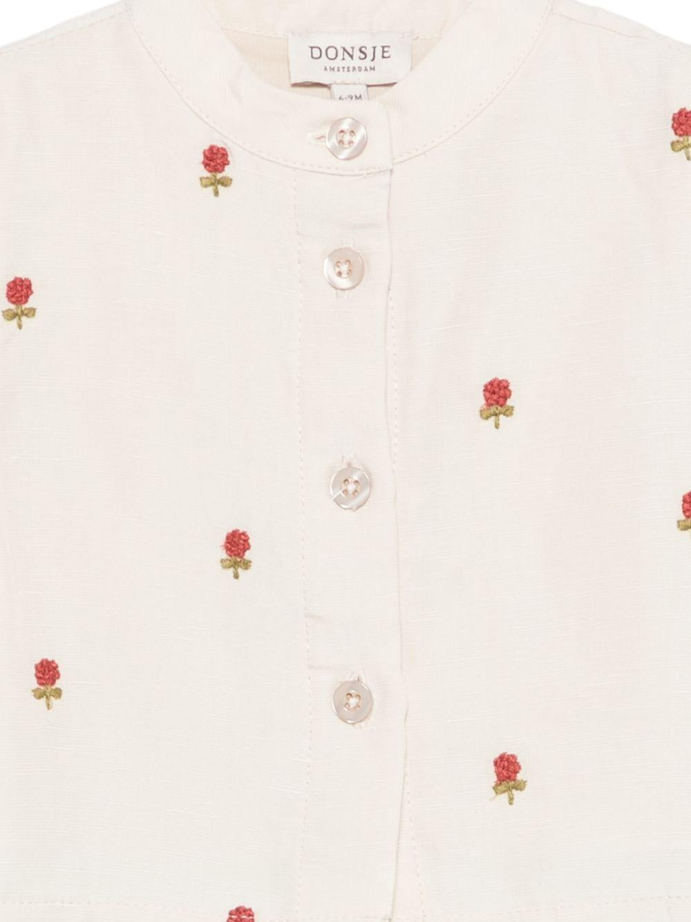 Blusa per neonata Donsje beige con ricamo floreale all-over 4113001 00037 DONSJE KIDS 