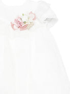 Abito per neonata Colorichiari bianco con ruches e applicazioni floreali FN108232 4958 15 COLORICHIARI KIDS 