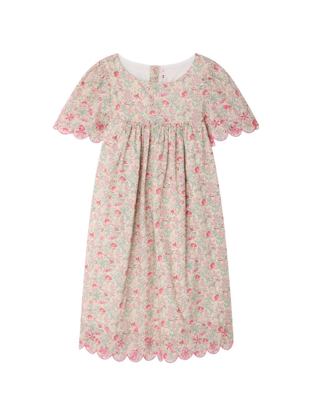 Abito per bambina Bonpoint rosa con stampa a fiori all-over S06GDRW00037 528 BONPOINT KIDS 
