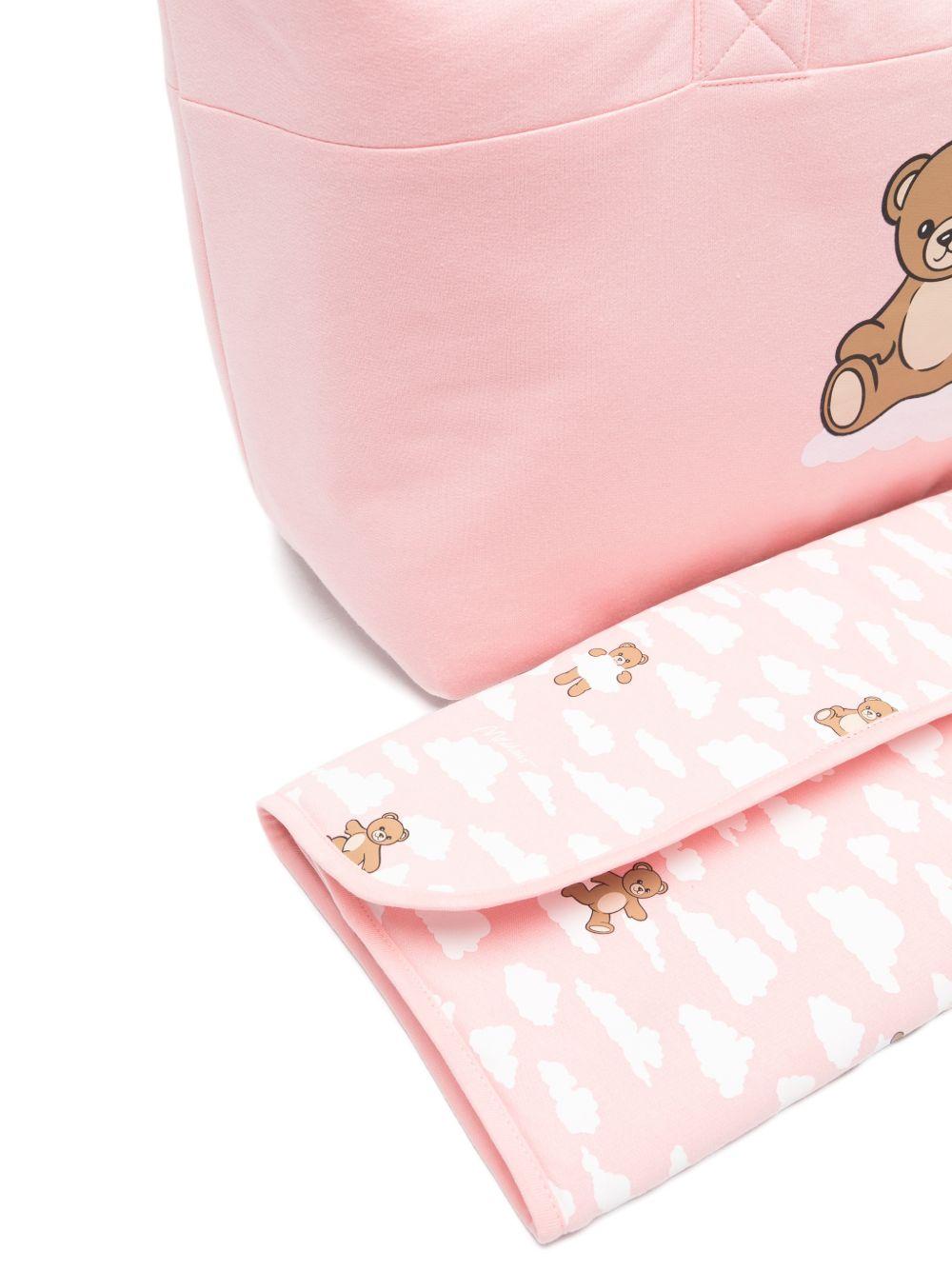 Borsa fasciatoio per neonato Moschino Kids rosa con applicazione orsetto MUX05TLCA19 50209 MOSCHINO KIDS 