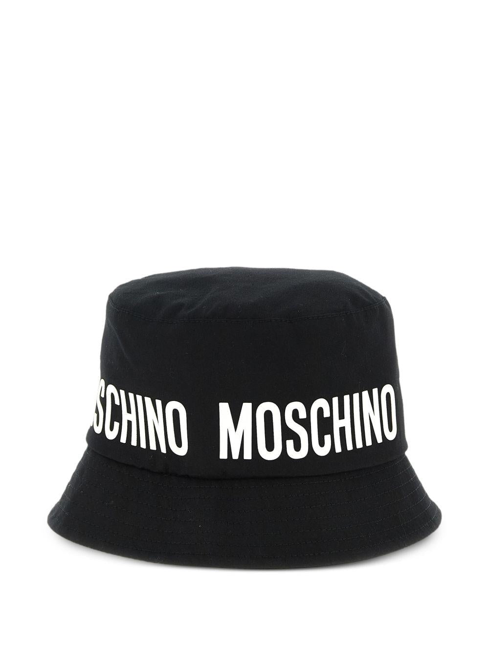 Cappello da bucket per bambini Moschino Kids nero con logo HUY003LOA00 60100 MOSCHINO KIDS 