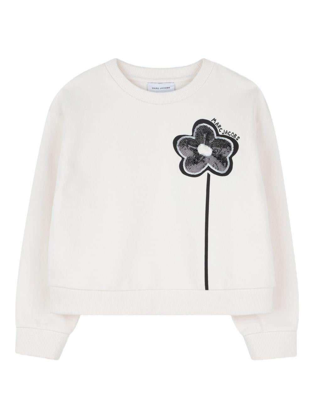 Felpa per bambina The Marc Jacobs Kids bianca con applicazioni a fiore W60749 126 THE MARC JACOBS KIDS 