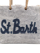 Borsa Beach Bag MC2 Saint Barth beige e blu con motivo a righe orizzontali BEA0003 09403L MC2 ST. BARTH KIDS 