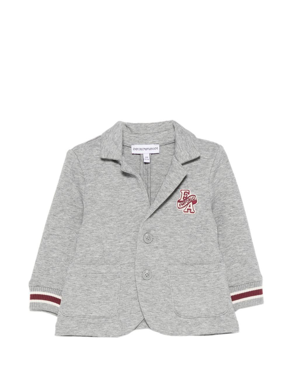 Giacca per neonato Emporio Armani Kids grigia con patch logo EB001539 AF10126 O8042 EMPORIO ARMANI KIDS 