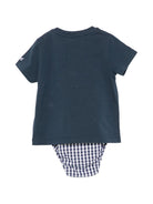 Set t-shirt e culotte per neonato MC2 Saint Barth Kids blu con dettaglio a quadretti SAMY001 03910L MC2 ST. BARTH KIDS 