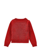 Maglione per bambina Monnalisa Kids rosso con ricamo fiori all'uncinetto sul davanti 17H602 8062 0043 MONNALISA KIDS 