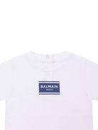 T-shirt per neonato Balmain Kids bianca con logo sul davanti BY8501 Z3672 100BL BALMAIN KIDS 