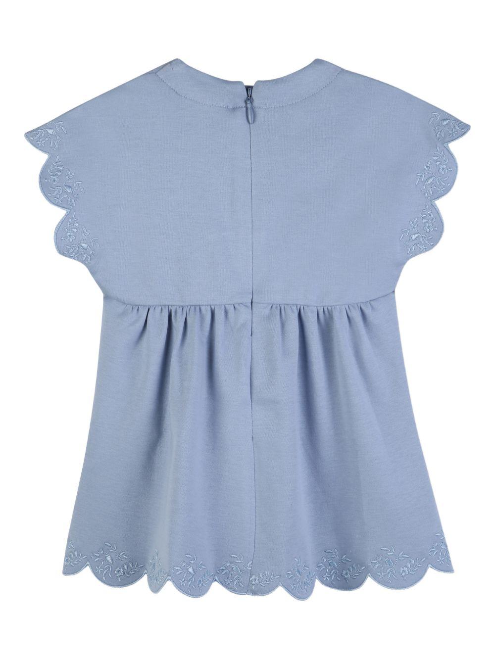 Abito per neonata Chloé Kids azzurro con orlo a smerlo C21232 821 CHLOE' KIDS 