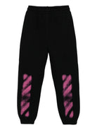 Pantaloni sportivi per bambina Off-White Kids neri con stampa effetto vernice spray OGCH001F25FLE001 1032 OFF WHITE KIDS 