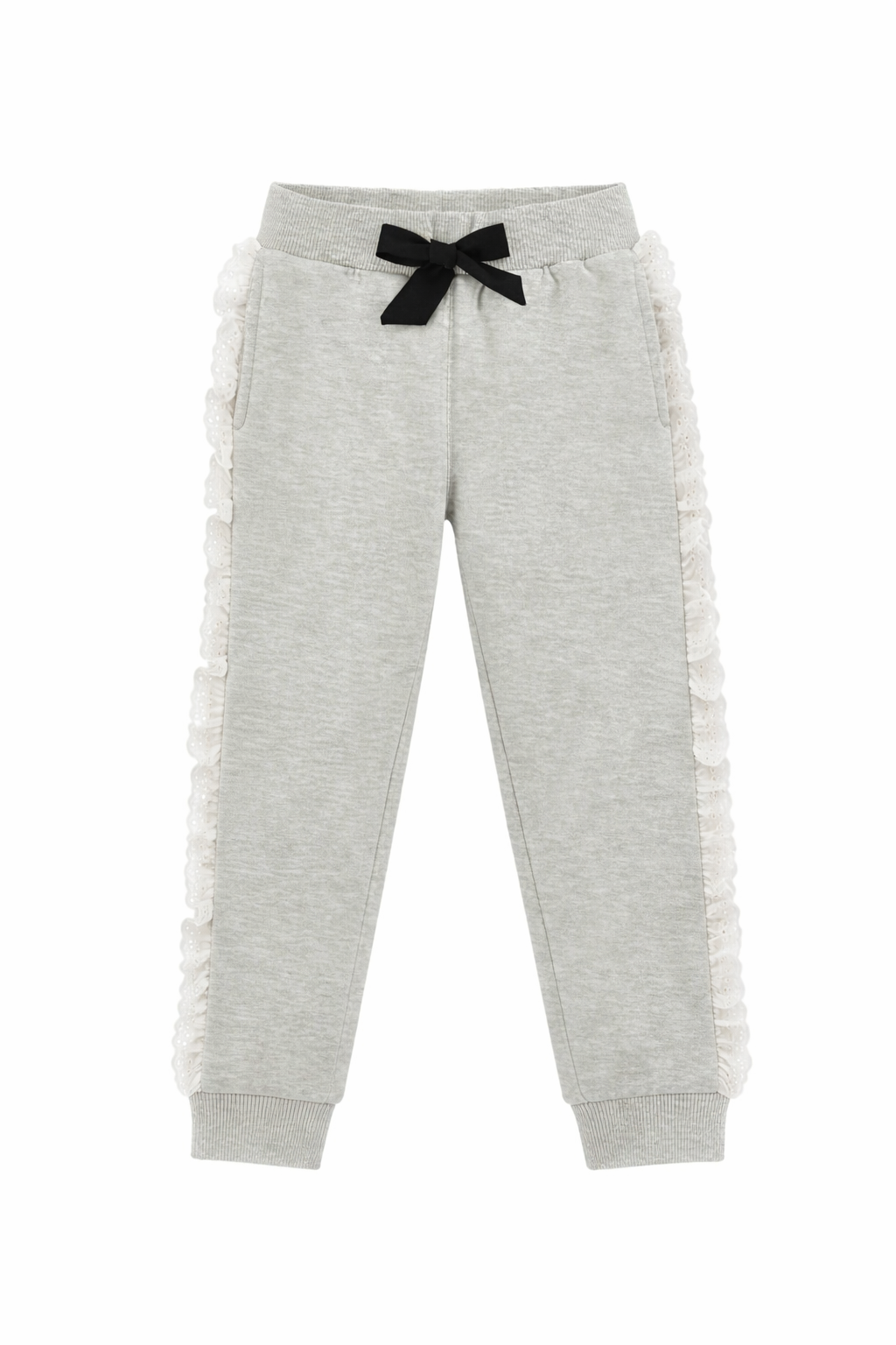Pantaloni per bambina Monnalisa grigi con dettagli con ruches 19G411 7031 0032 MONNALISA 