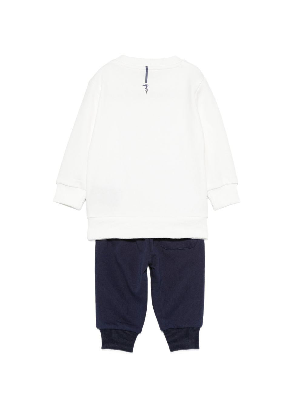 Completo felpa e pantaloni per neonato Trussardi Junior bianco e blu con dettaglio logo TIP26101CF OFF-WHITE TRUSSARDI JUNIOR 