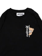 T-shirt per neonati Moschino Kids nera con dettaglio Teddy Bear MNO014LAA58 60100 MOSCHINO KIDS 
