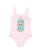 Costume da bagno per bambina MC2 Saint Barth Kids rosa con stampa Labubu CARA001 00960L MC2 ST. BARTH KIDS 