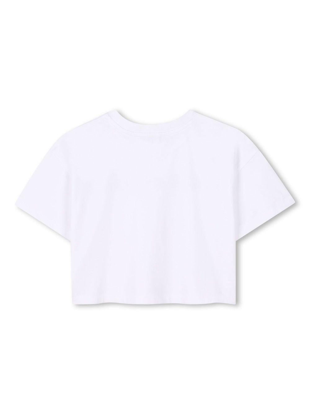 T-shirt con applicazione logo per bambina Marc Jacobs Kids bianco con design crop W60461 10P THE MARC JACOBS KIDS 