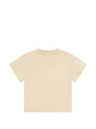 T-shirt per neonati Moschino Kids beige con logo sul davanti MUM04PLAA03 20829 MOSCHINO KIDS 