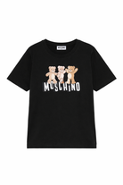 T-shirt per bambini Moschino Kids nera con stampa grafica orsetti HUM05PLAA23 60100 MOSCHINO KIDS 