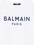 T-shirt per bambino Balmain Kids bianca con logo sul davanti BY8R11 Z3672 100BL BALMAIN KIDS 