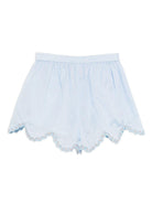 Shorts per bambina ZIMMERMANN Kids Cascadian azzurro con orlo a smerlo 4008AS S255 ZIMMERMANN KIDS 