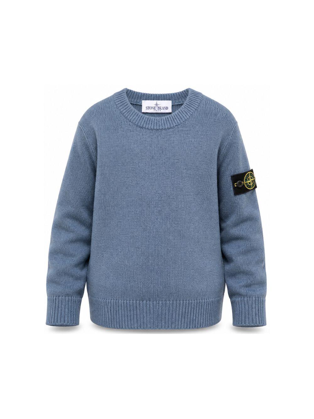 Maglione per bambino Stone Island Kids azzurro con orlo e polsini a coste L2S165100002S00M1 V004B STONE ISLAND KIDS 
