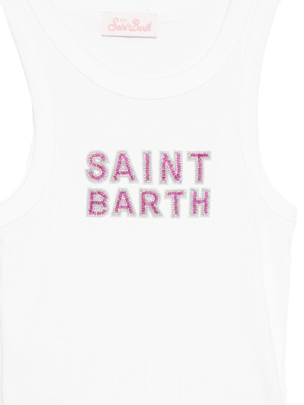 Canotta per donna MC2 Saint Barth bianca con logo glitterato AAD001 08543L MC2 ST. BARTH 