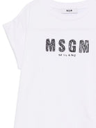 T-shirt per bambina MSGM Kids bianca con stampa logo S6MSJGTH070 001 MSGM KIDS 